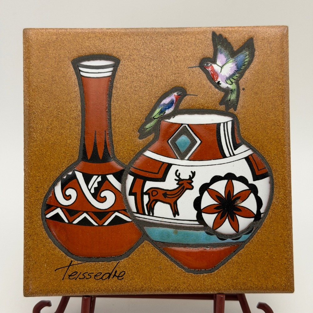 Teissedre Southwestern Tile‎ Trivet Hummingbird Pottery Coaster Wall Decor